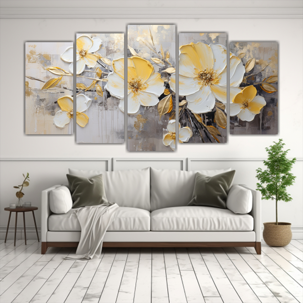 pintura-en-lienzo-de-flores-amarillas-y-plateadas-en-cinco-lienzos-de-tela-dibujo-obra-maestra-en-decoraci-n-1-1