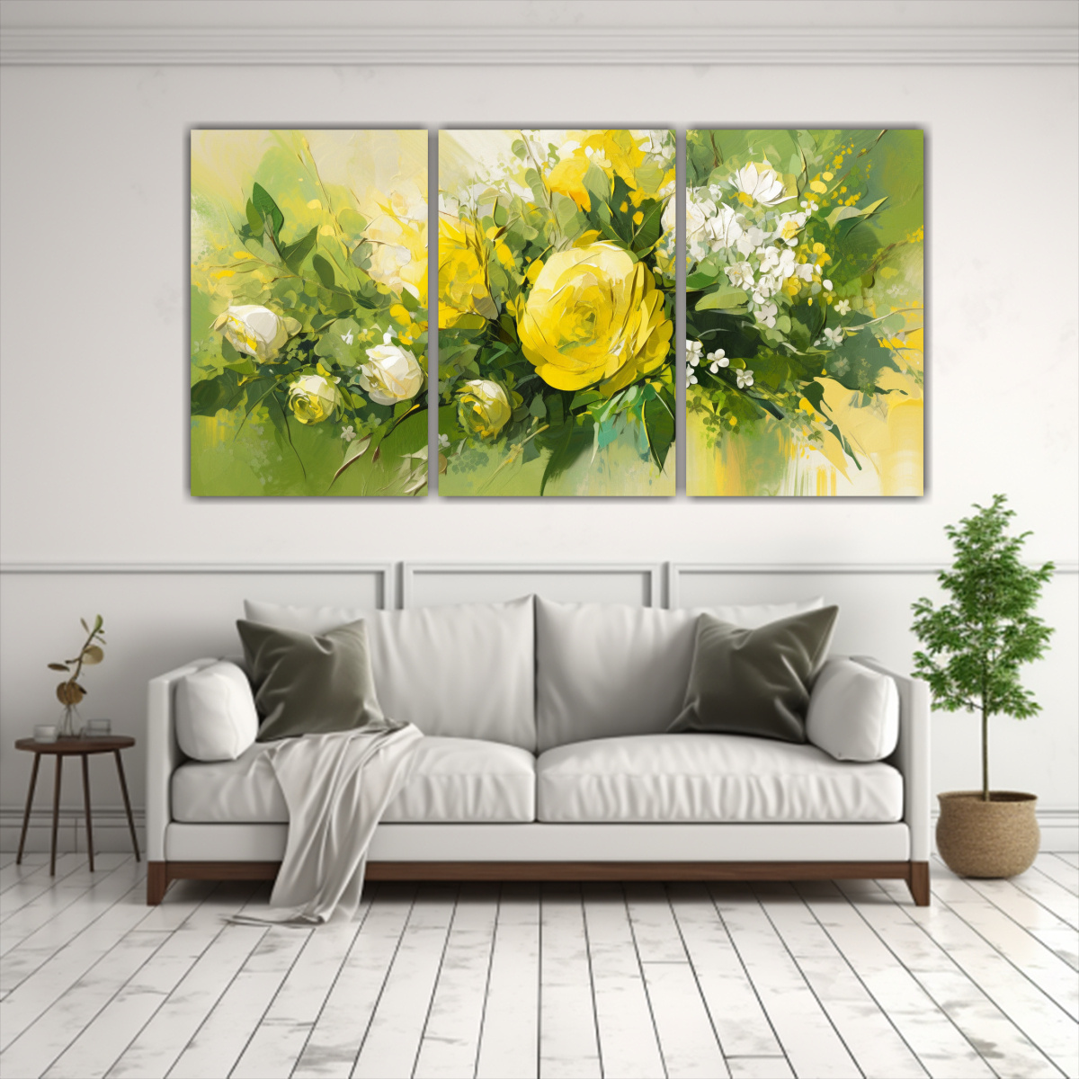 pintura-en-lienzo-de-flores-amarillas-y-verdes-para-oficina-1