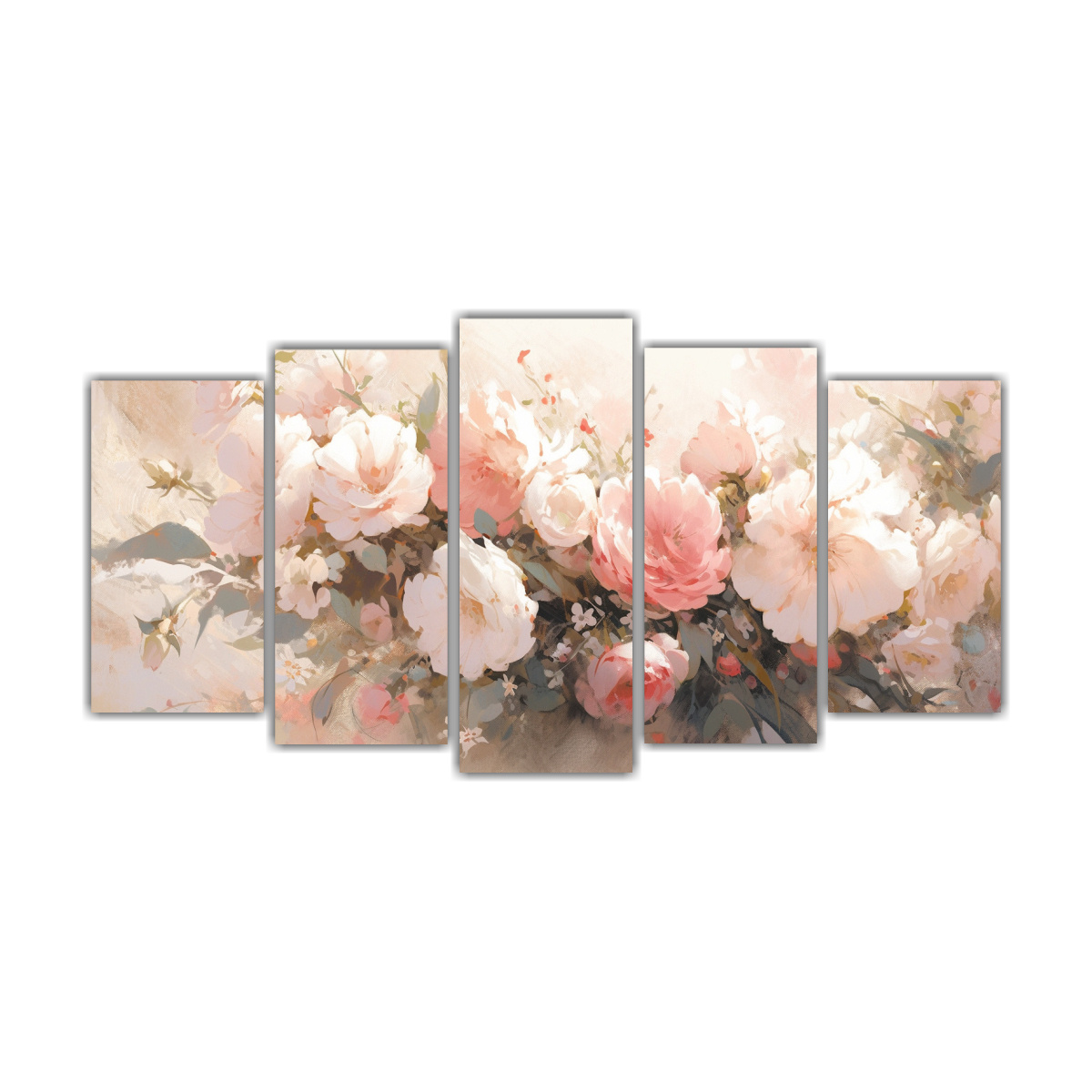 pintura-en-lienzo-de-flores-blancas-y-rosadas-en-la-decoraci-n-de-cinco-canvas-patron-intenso-calidez