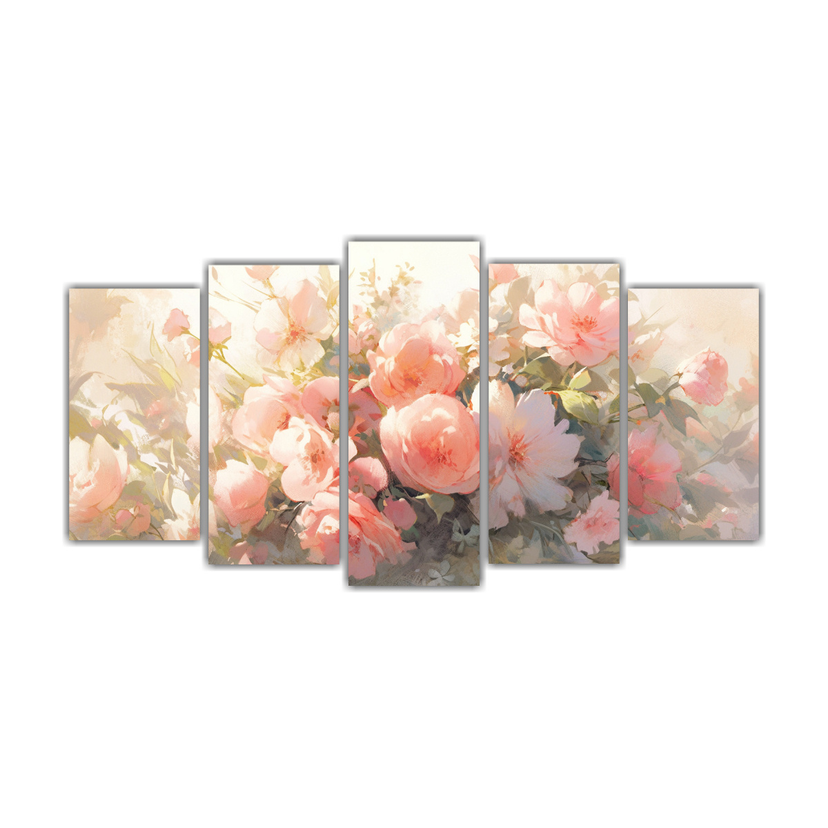 pintura-en-lienzo-de-flores-en-tonos-rosados-en-el-estilo-de-las-cinco-artes-de-pared-conceptual