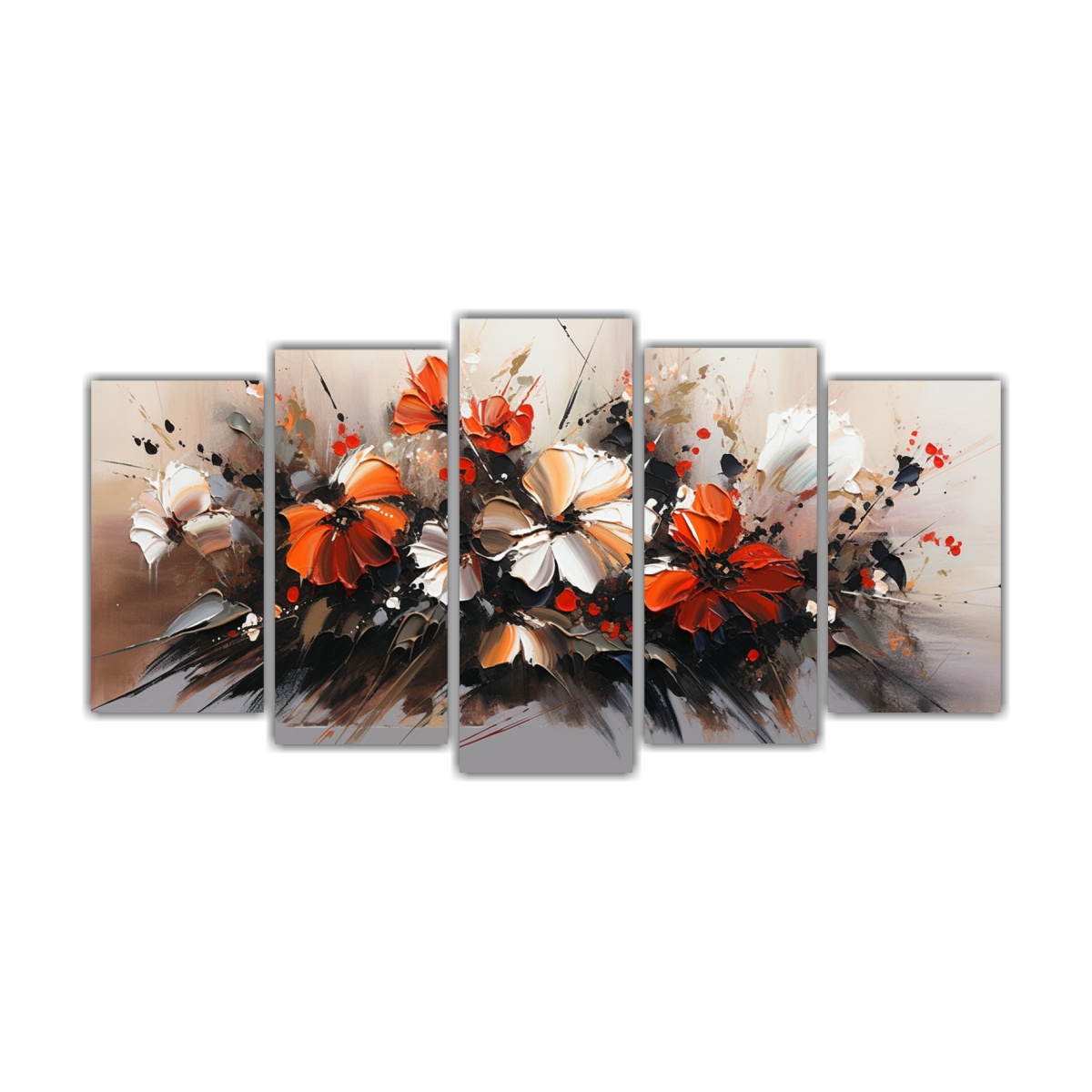 pintura-en-lienzo-de-flores-negras-estilo-cinco-composiciones-imagen-est-tico-a