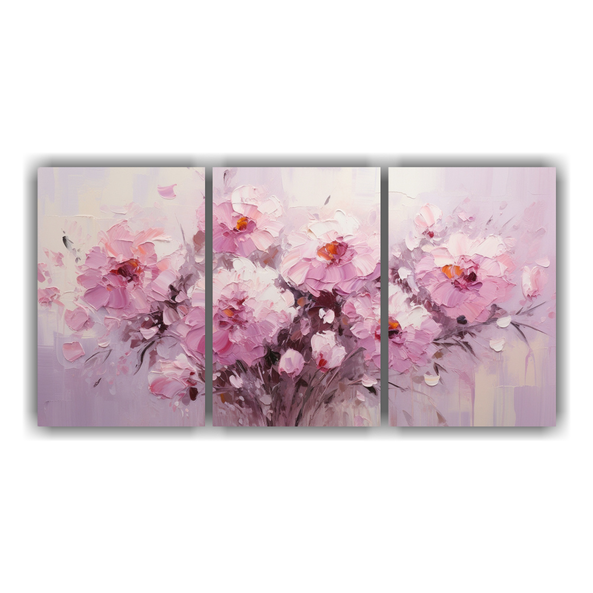 pintura-en-lienzo-de-tres-cuadros-hermosos-en-tonos-rosados-con-flores-elegancia-y-estilo-