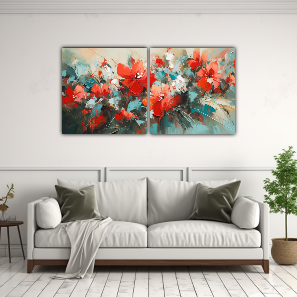 pintura-en-lienzo-dos-cuadros-colores-visi-n-de-rojo-y-turquesa-con-flores-1