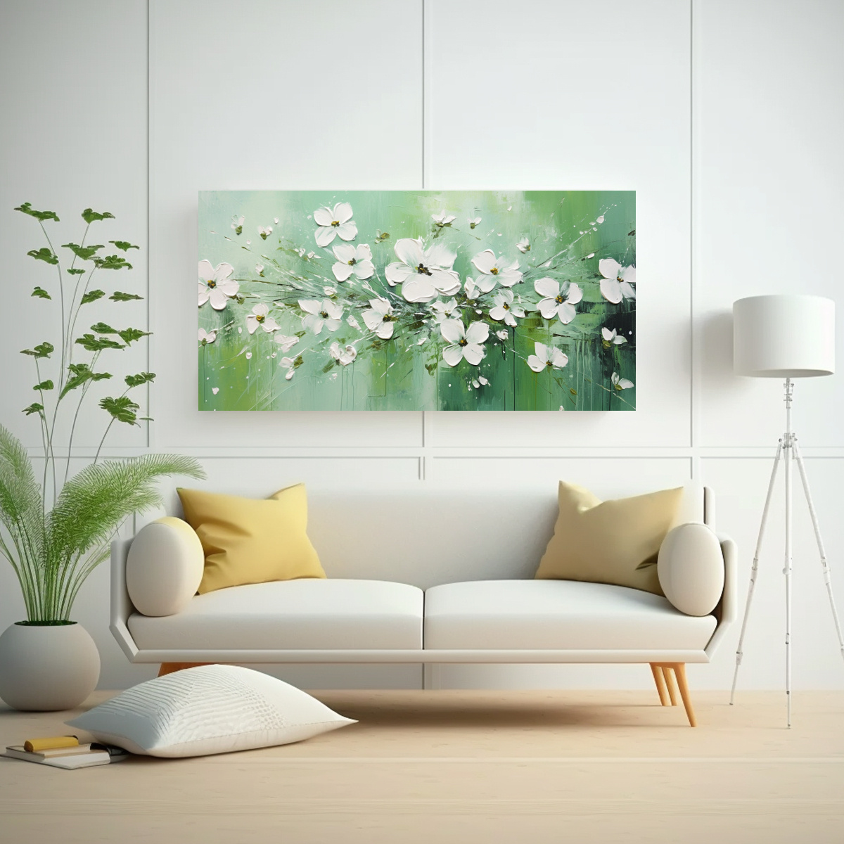 pintura-en-lienzo-elegante-de-flores-verdes-y-blancas-en-la-decoraci-n-de-pinturas-en-tela-1