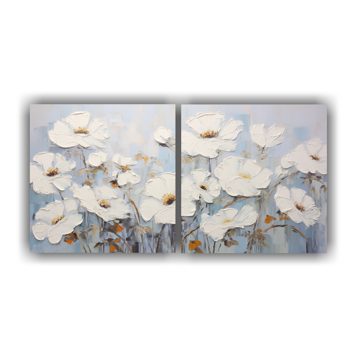 pintura-en-lienzo-estilo-surrealista-de-dos-cuadros-c-lidos-con-flores-blancas