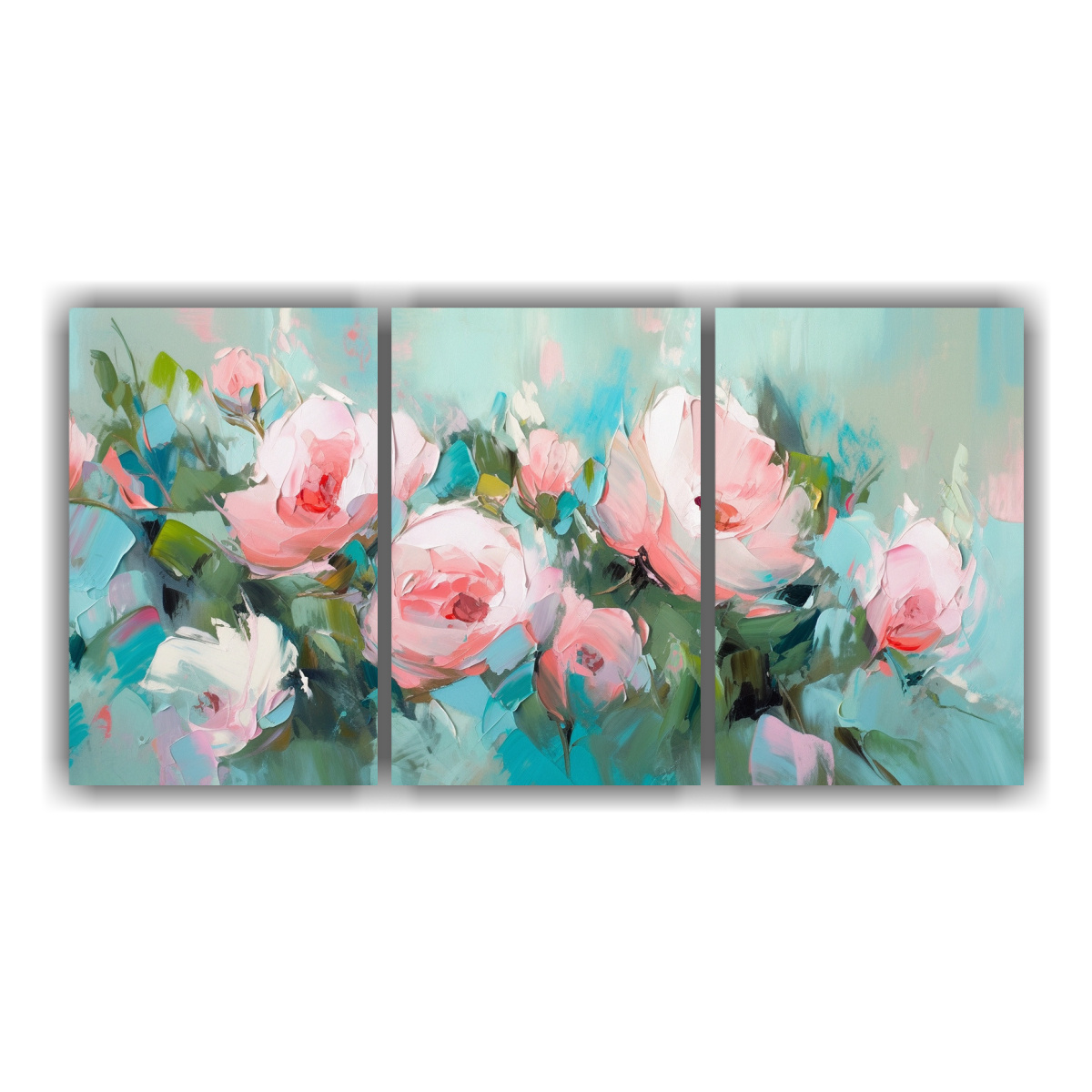 pintura-en-lienzo-tres-cuadros-composici-n-esquema-a-con-flores-de-colores-turquesa-y-rosa-en-decoraci-n