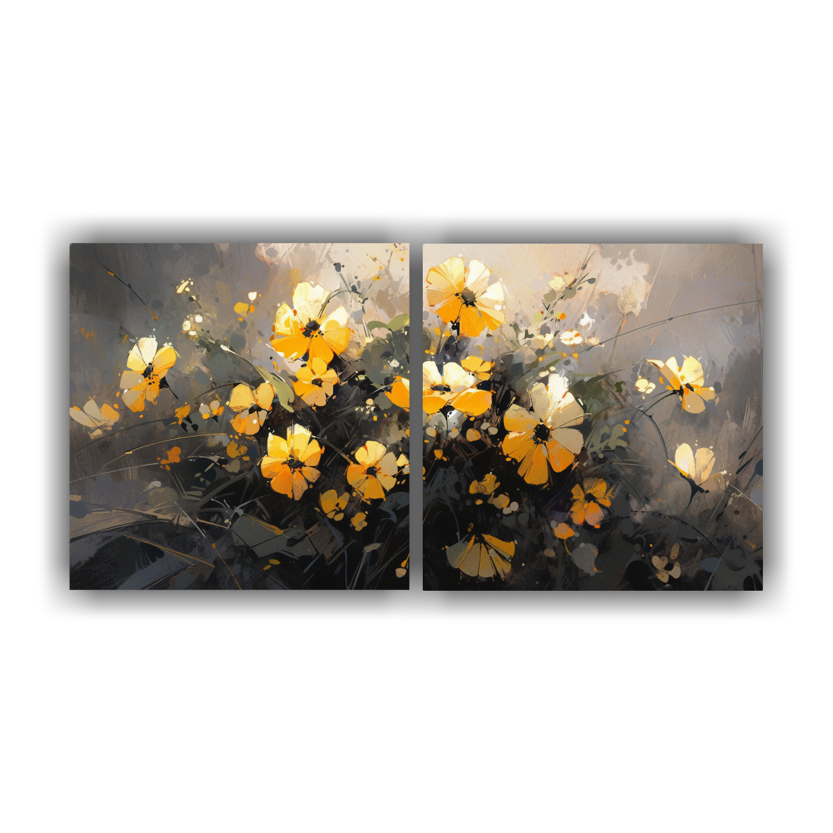pintura-equilibrio-amarillo-y-negro-de-flores-en-lienzo