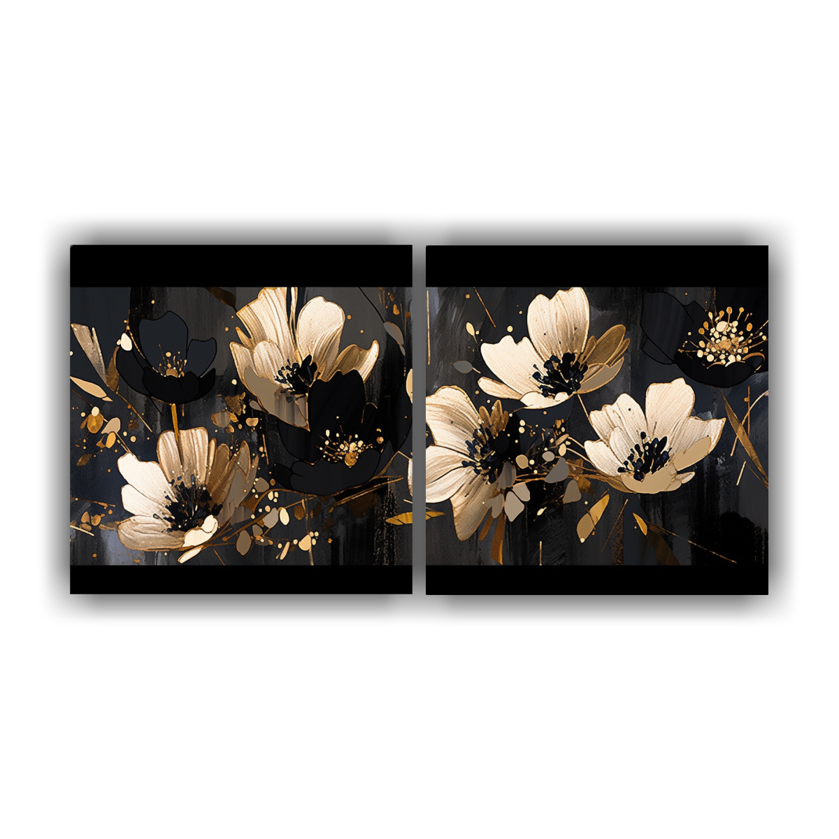 pintura-floral-en-lienzo-dos-composiciones-finas-l-neas-detalle-en-oro-y-negro