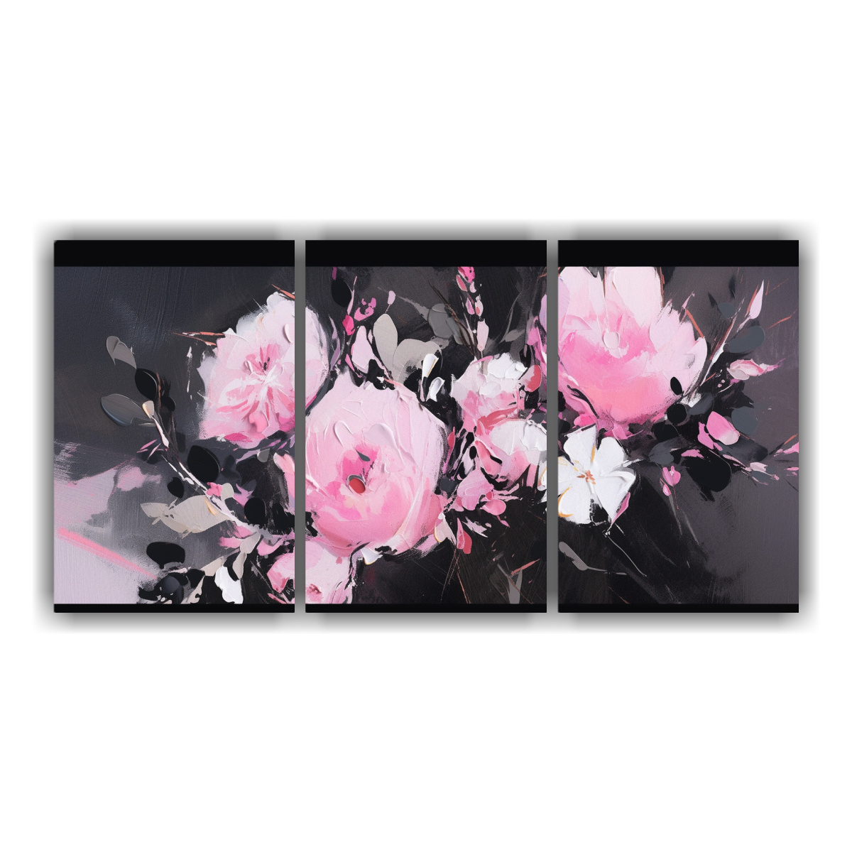 pintura-floral-en-lienzo-en-bastidor-de-vibrante-vitalidad-en-colores-negro-y-rosa