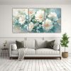 pintura-original-tres-artes-calidos-flores-blancas-y-turquesa-sobre-lienzo-i-decoraci-n-de-pinturas-1