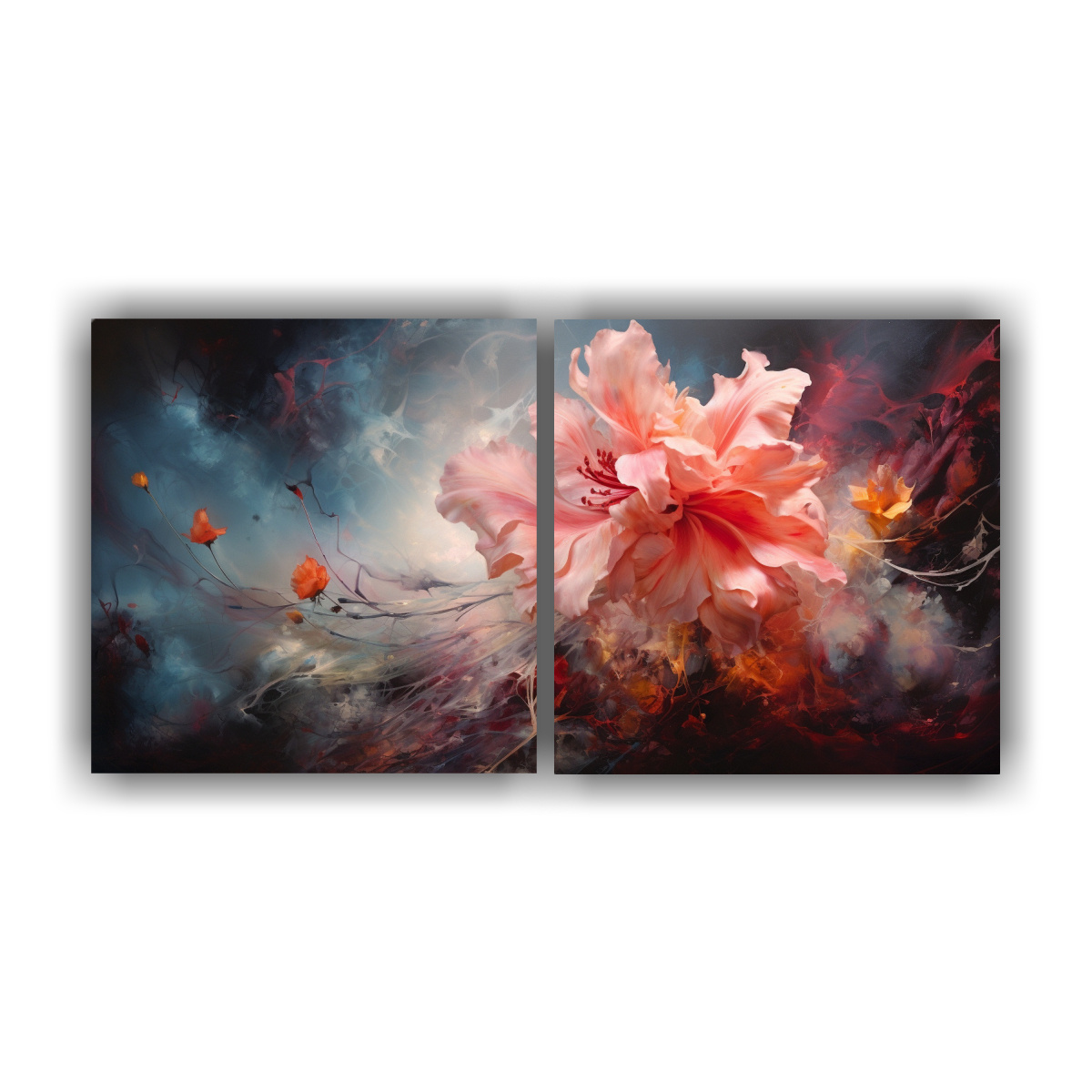 pinturas-abstractas-de-flores-detalladas-en-equilibrio-dos-cuadros-fotograf-a