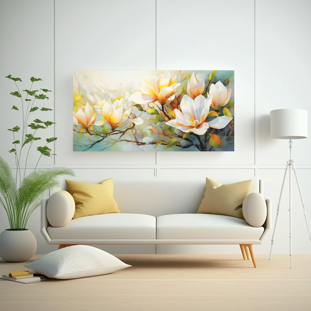 pinturas-abstractas-inspiradas-en-magnolias-con-colores-verdes-y-naranjas-1
