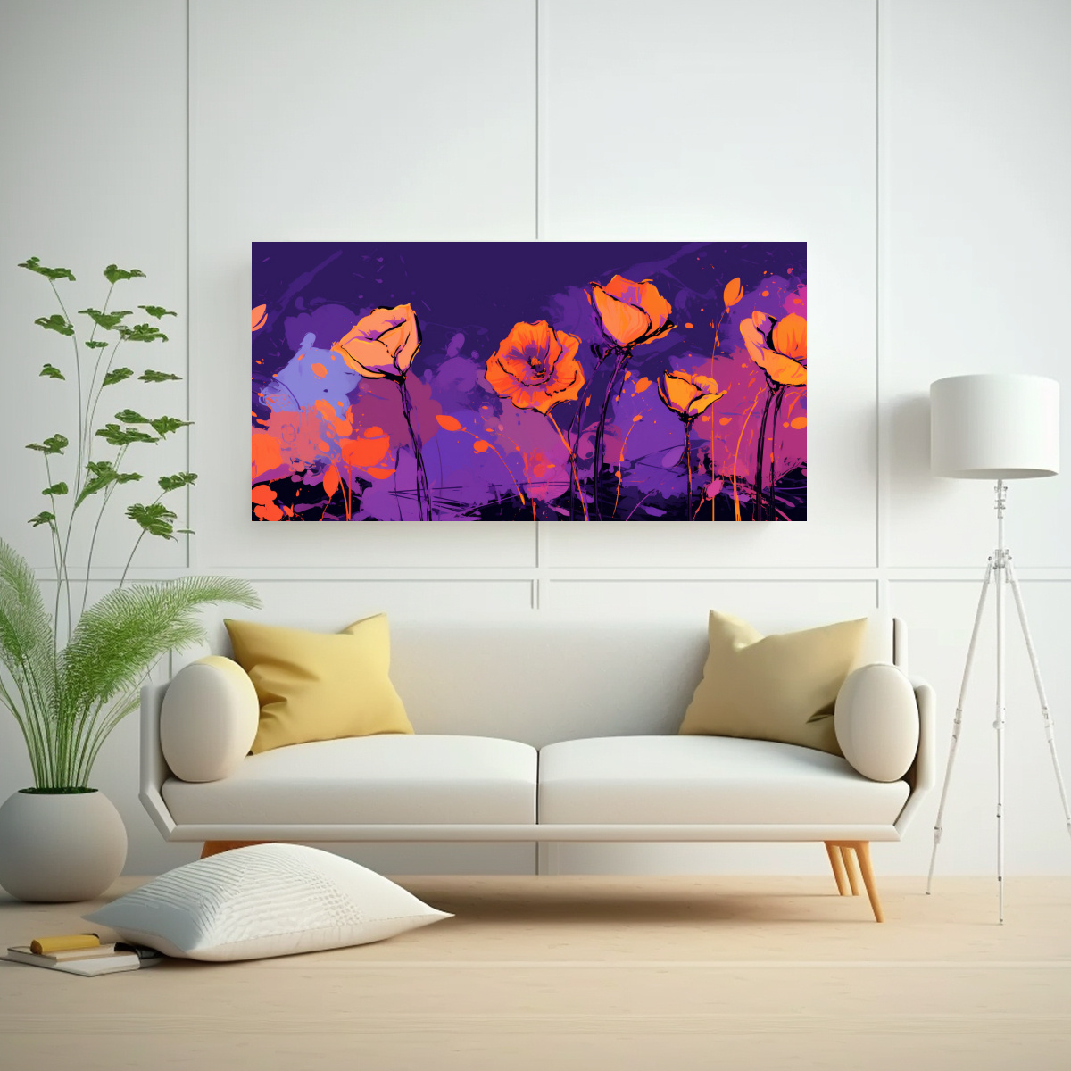 pinturas-de-decoraci-n-de-arte-de-pared-en-colores-p-rpura-y-naranja-con-atm-sfera-neonoir-en-el-estilo-cl-sico-1