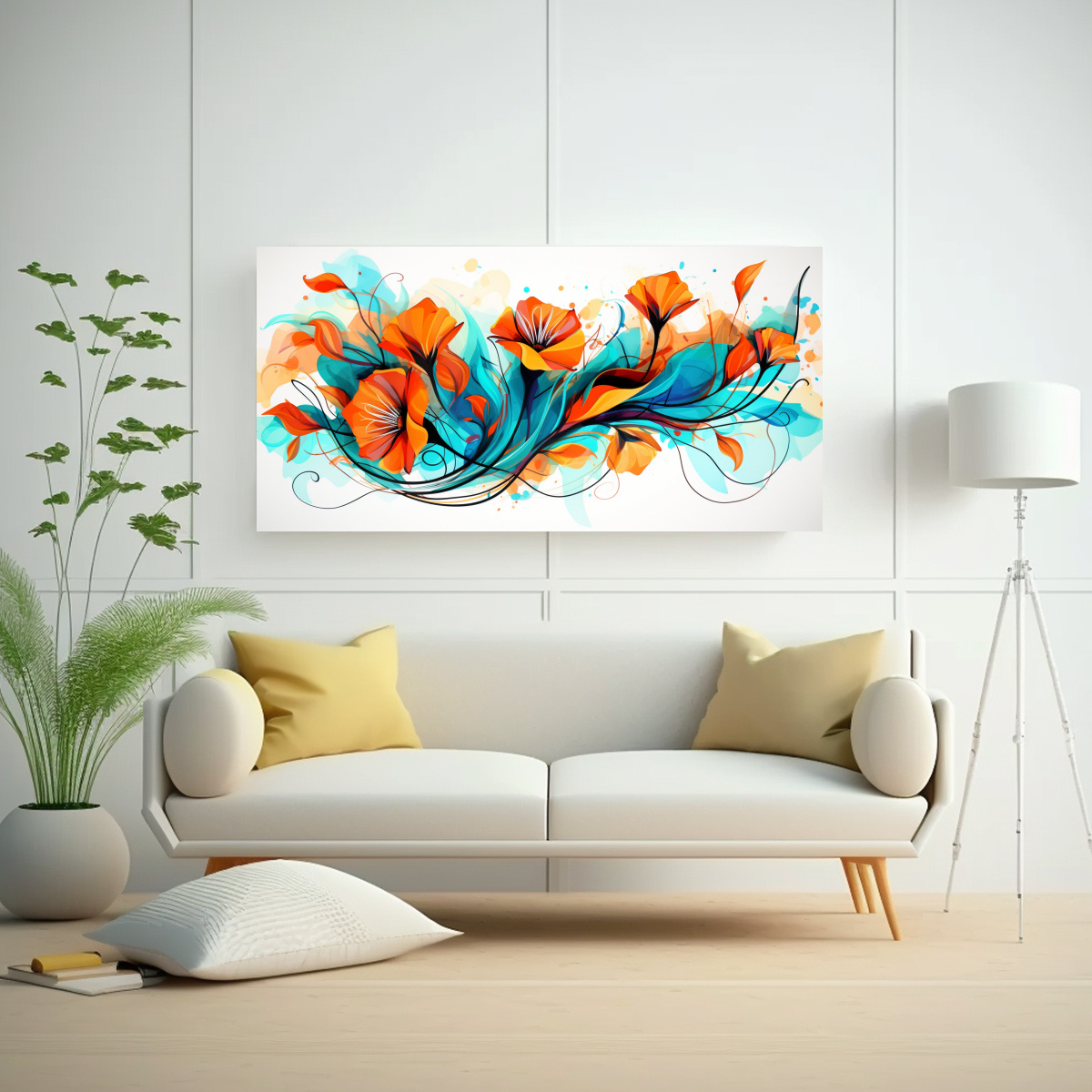 pinturas-de-decoraci-n-en-lienzo-alta-calidad-naturaleza-viva-en-colores-turquesa-y-naranja-atm-sfera-neonoir-1