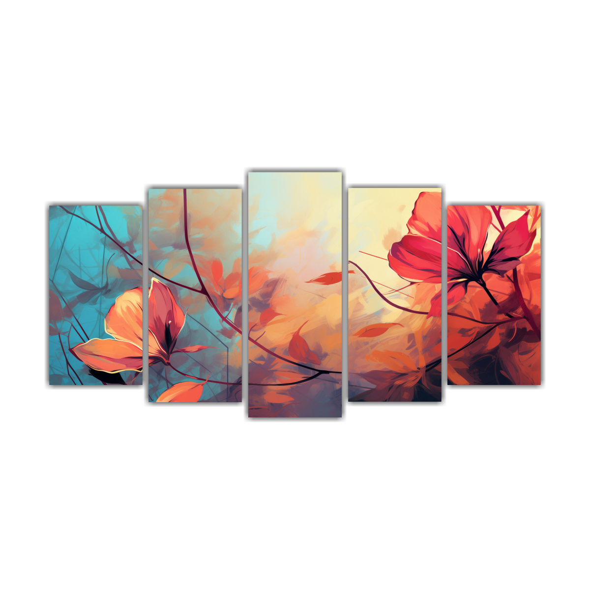 pinturas-de-decoraci-n-vintage-en-el-estilo-neonoir-de-medio-ambiente-con-cinco-cuadros-en-colores-apagados