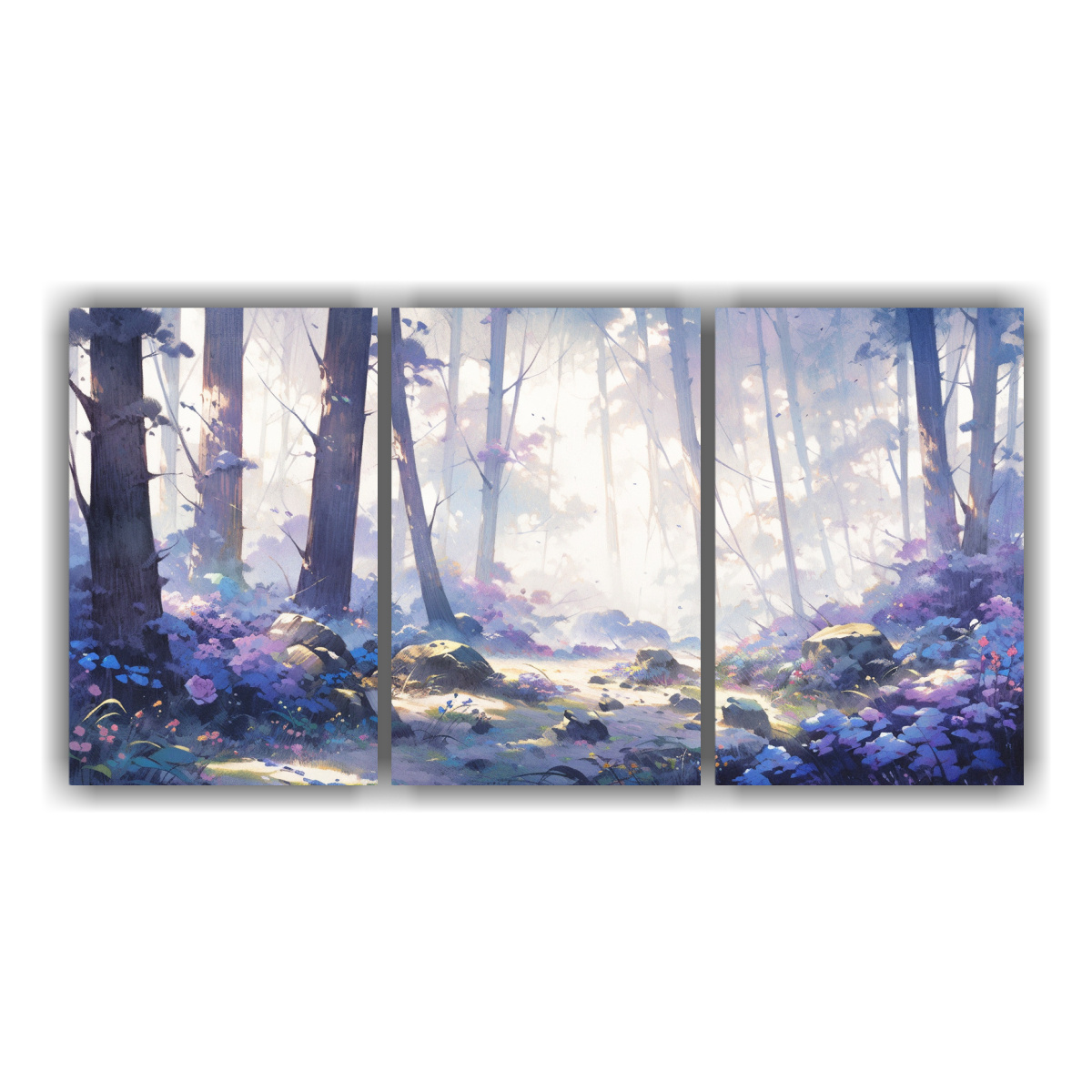 pinturas-de-tres-telas-en-bastidor-colores-bosque-paisaje-pintura-sumie