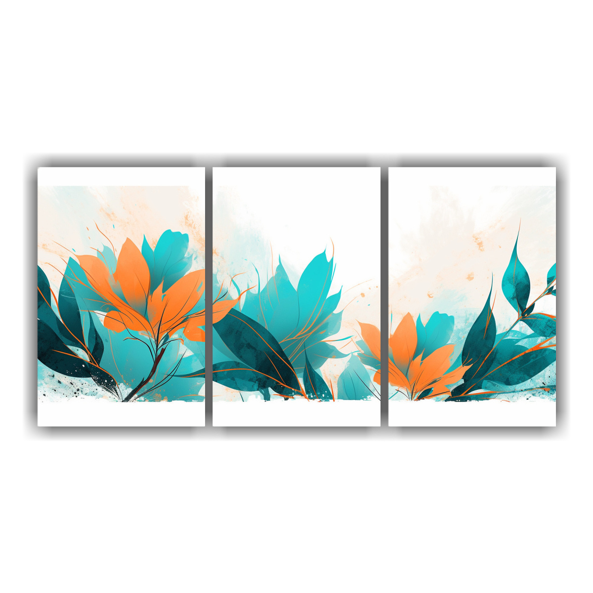 pinturas-decorativas-con-dise-o-estrellado-en-turquesa-y-naranja-en-ambiente-neonoir-