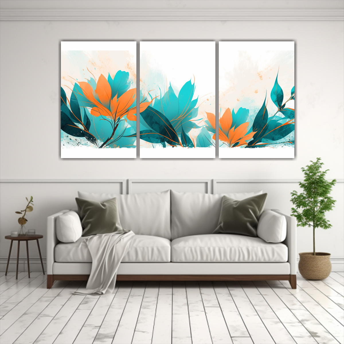 pinturas-decorativas-con-dise-o-estrellado-en-turquesa-y-naranja-en-ambiente-neonoir-1-1