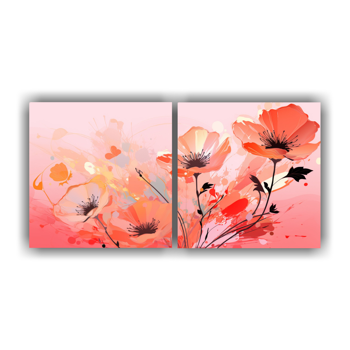 pinturas-decorativas-con-tem-tica-de-colores-naranja-y-rosa-en-ambiente-neonoir