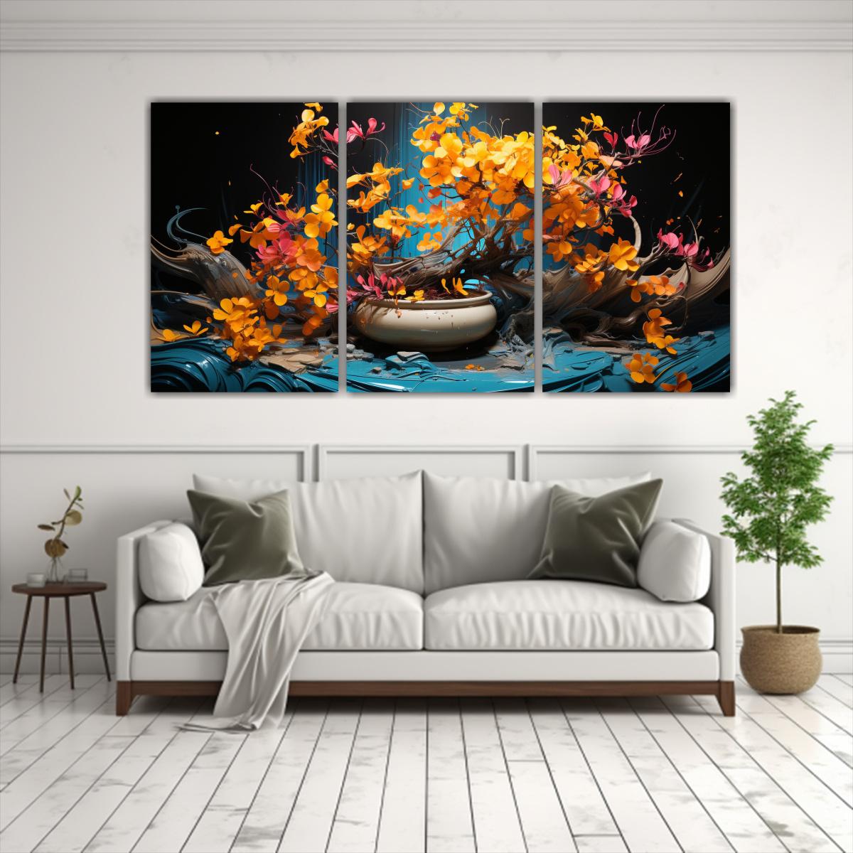 pinturas-decorativas-creativas-de-alta-resoluci-n-en-fucsia-amarillo-y-turquesa-bons-i-neonoir-en-tres-telas-en-bastidor-1