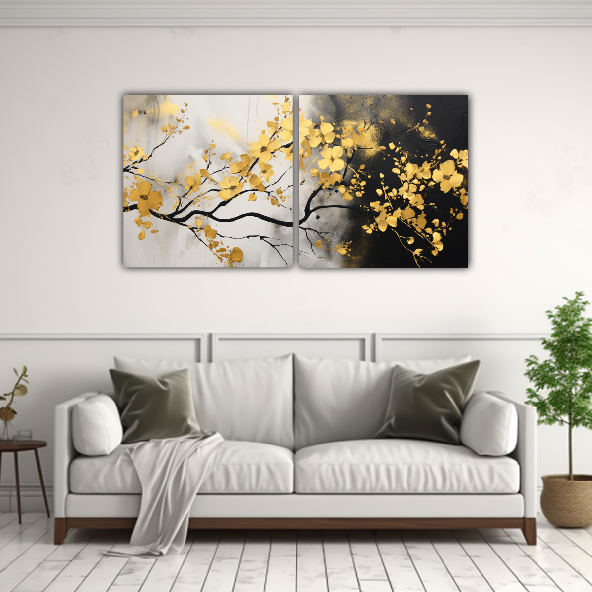 pinturas-decorativas-de-acacia-tree-en-dorado-y-negro-en-bastidor-set-de-2-telas-neonoir-actuales-en-atm-sfera-espectacular-1