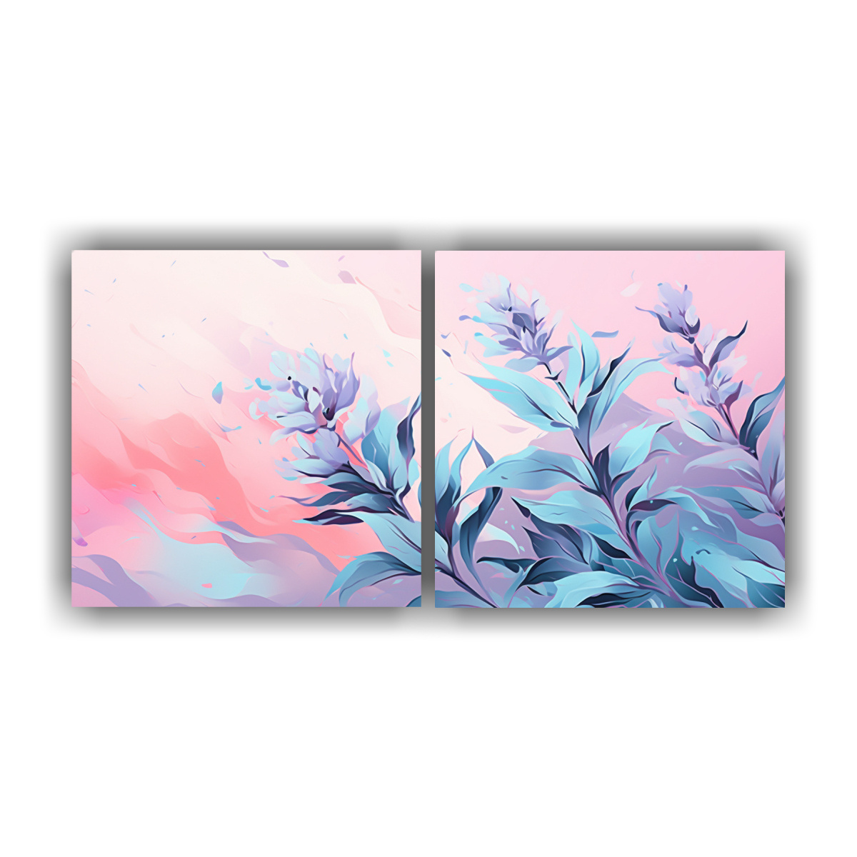 pinturas-decorativas-de-diptico-expresion-street-art-con-hierbas-de-salvia-en-colores-pastel-y-atm-sfera-neonoir-neo-pop