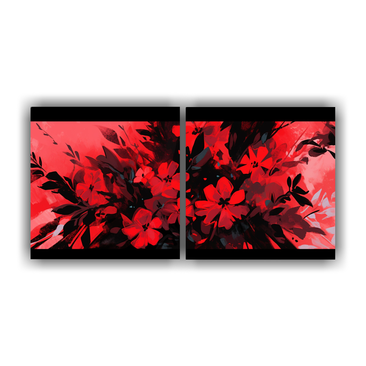 pinturas-decorativas-en-estilo-neonoir-tonos-rojo-y-negro-dos-telas-en-bastidor