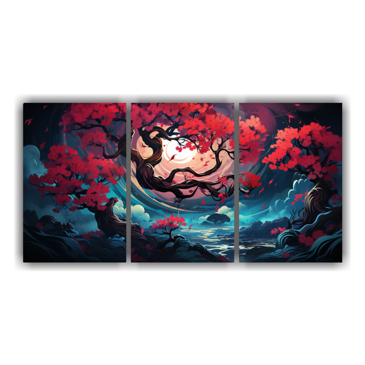 pinturas-decorativas-en-lienzo-con-finas-l-neas-brillantes-en-fucsia-y-bons-i-en-colores-rojo-y-turquesa-estilo-neonoir