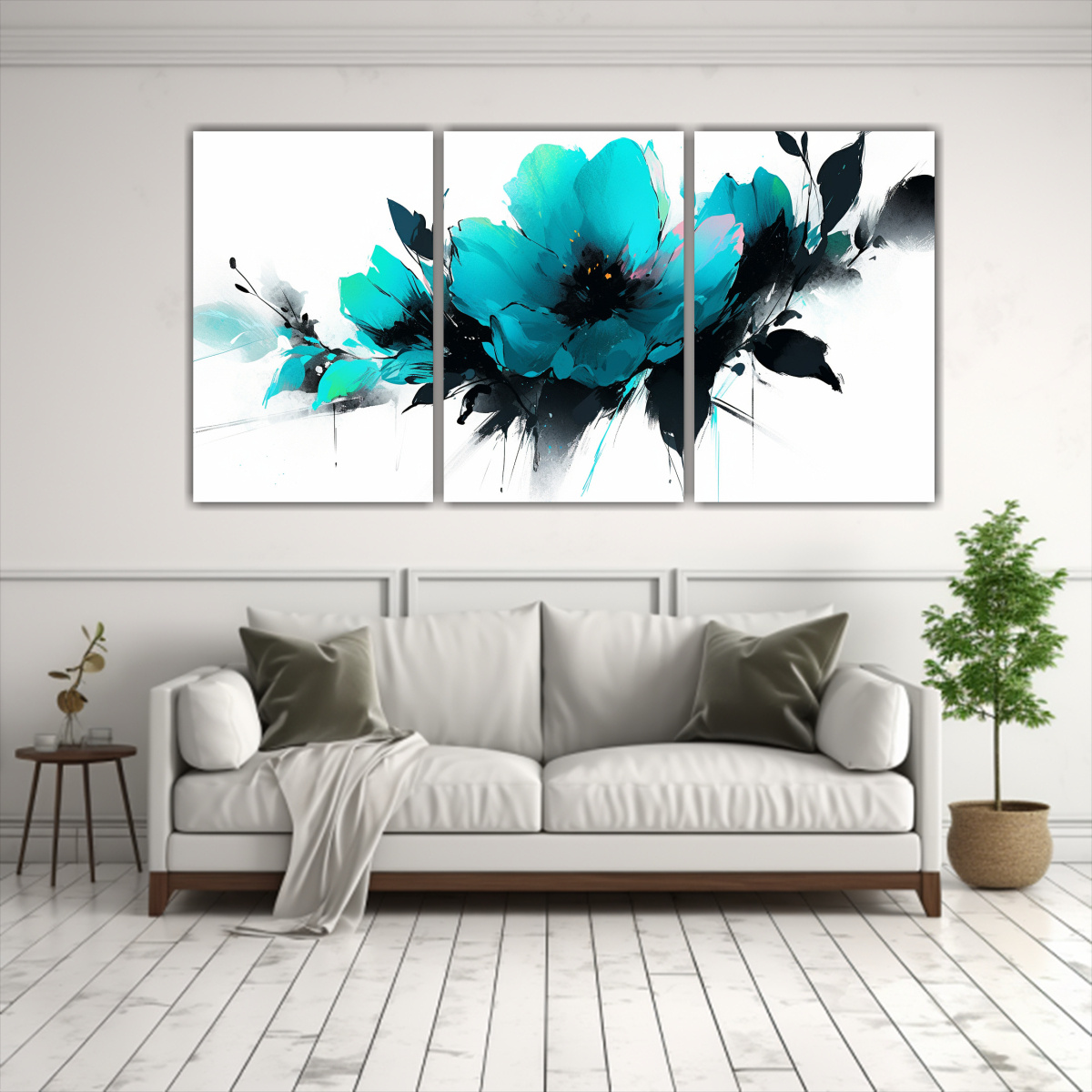 pinturas-decorativas-en-lienzo-modernidad-turquesa-y-negro-en-un-ambiente-neonoir-en-la-cuadro-de-tres-canvas-1