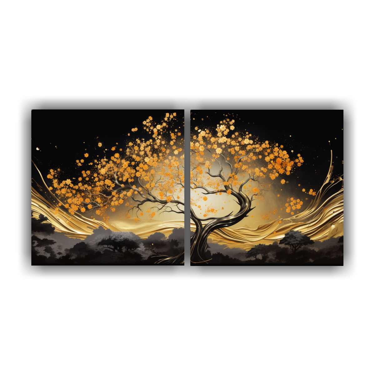 pinturas-decorativas-modernas-composiciones-calma-en-un-rbol-de-cipr-s-dorado-en-ambiente-neonoir-neo-pop