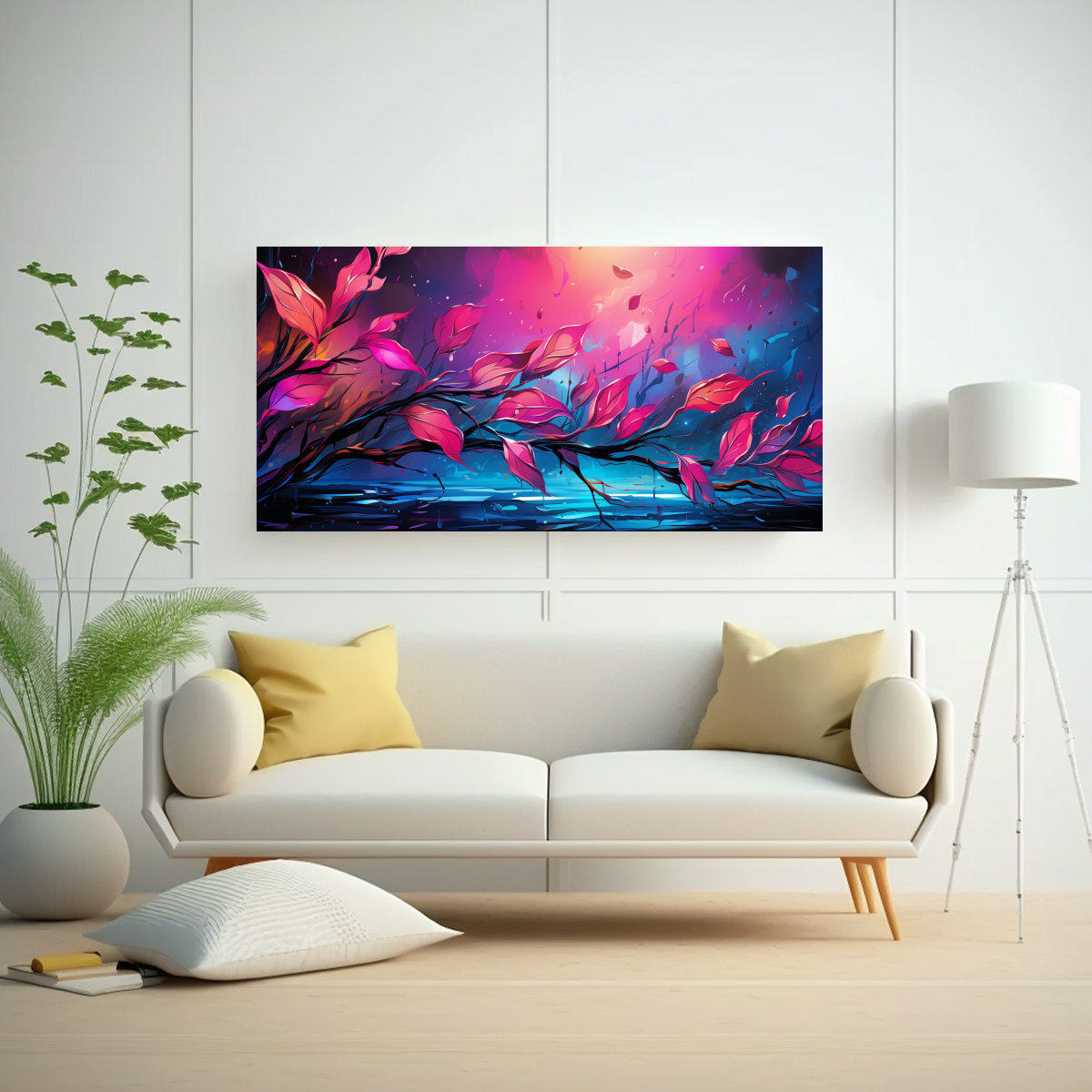 pinturas-decorativas-modernas-de-composici-n-reflejo-de-hojas-de-bamb-en-turquesa-y-rosa-atm-sfera-neonoir-1