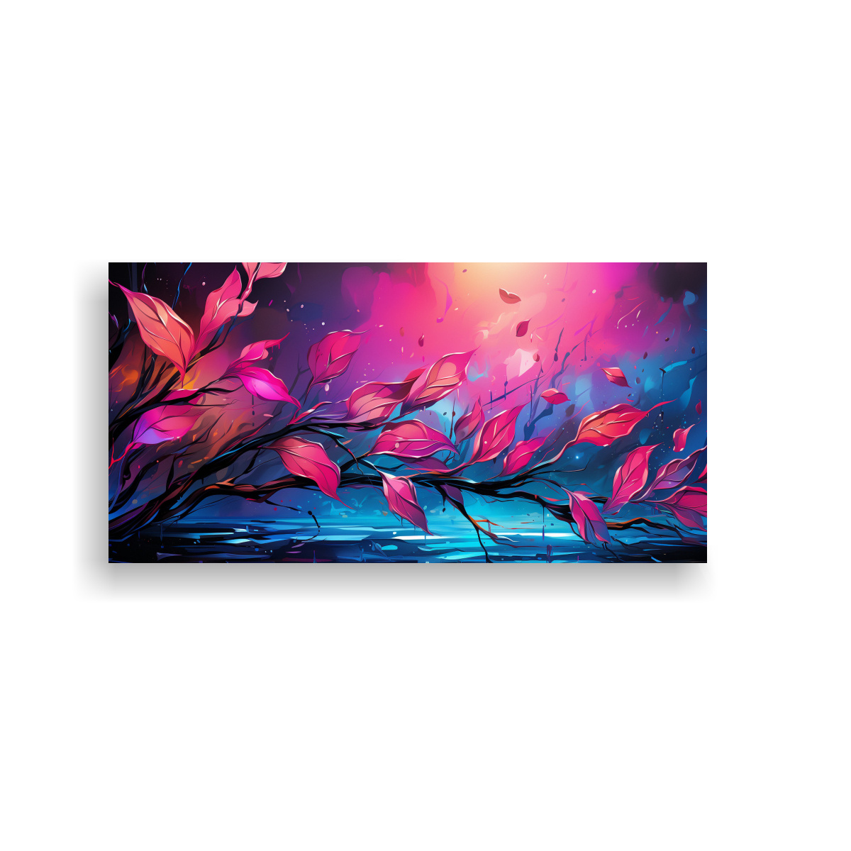 pinturas-decorativas-modernas-de-composici-n-reflejo-de-hojas-de-bamb-en-turquesa-y-rosa-atm-sfera-neonoir