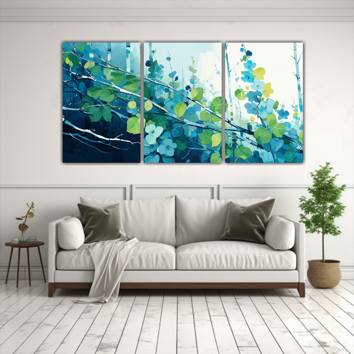 pinturas-decorativas-tres-composiciones-colores-personalidad-un-rbol-de-abedul-en-tonos-verde-y-azul-con-atm-sfera-neonoir-1