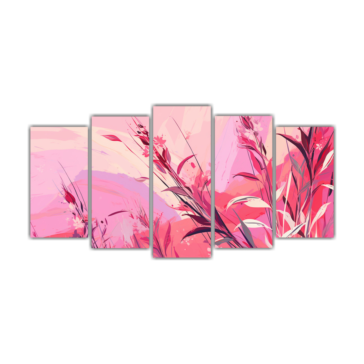 pinturas-en-bastidor-calidos-con-hierbas-de-lemongrass-en-colores-rosa