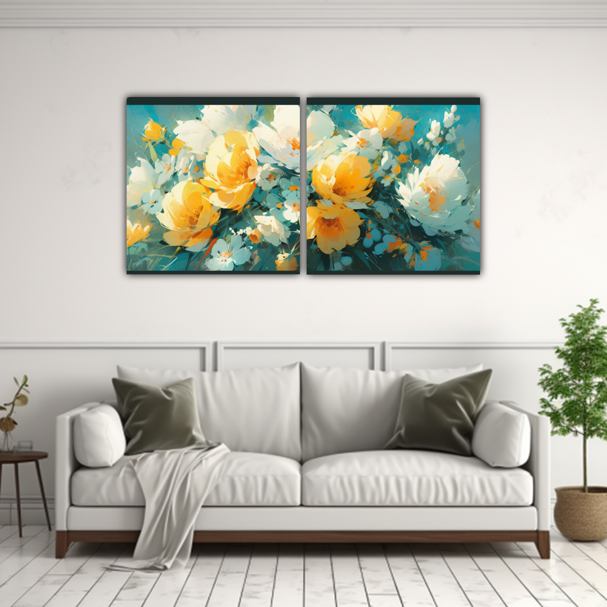 pinturas-en-bastidor-expresi-n-minimalista-con-flores-amarillas-y-turquesa-1