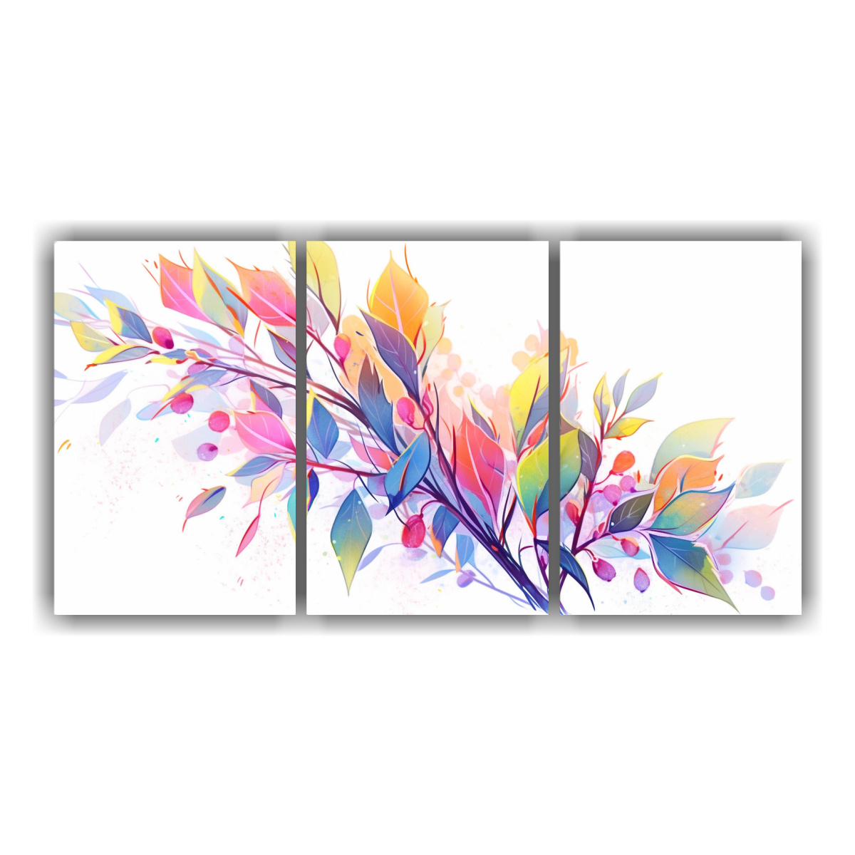 pinturas-minimalismo-con-un-eucalipto-en-colores-del-arco-ris-y-ambiente-neonoir