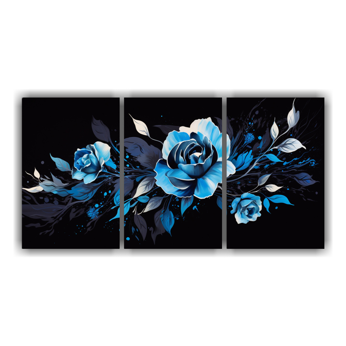 pinturas-neonoir-contraste-negro-y-azul-tres-lienzos-calidos
