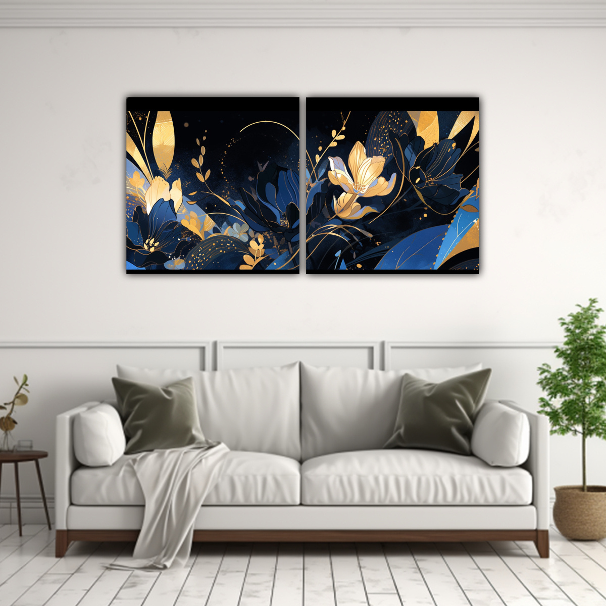 set-2-pinturas-de-pared-dibujo-profundidad-colores-oro-y-azul-atmosfera-neonoir-en-el-estilo-de-1