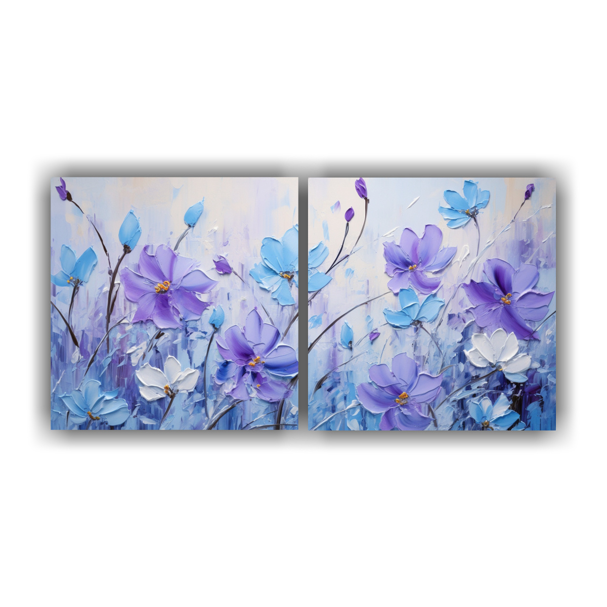 set-2-telas-en-bastidor-acuarela-contraste-flores-p-rpura-y-azul-en-pintura-sobre-lienzo-para-decoraci-n