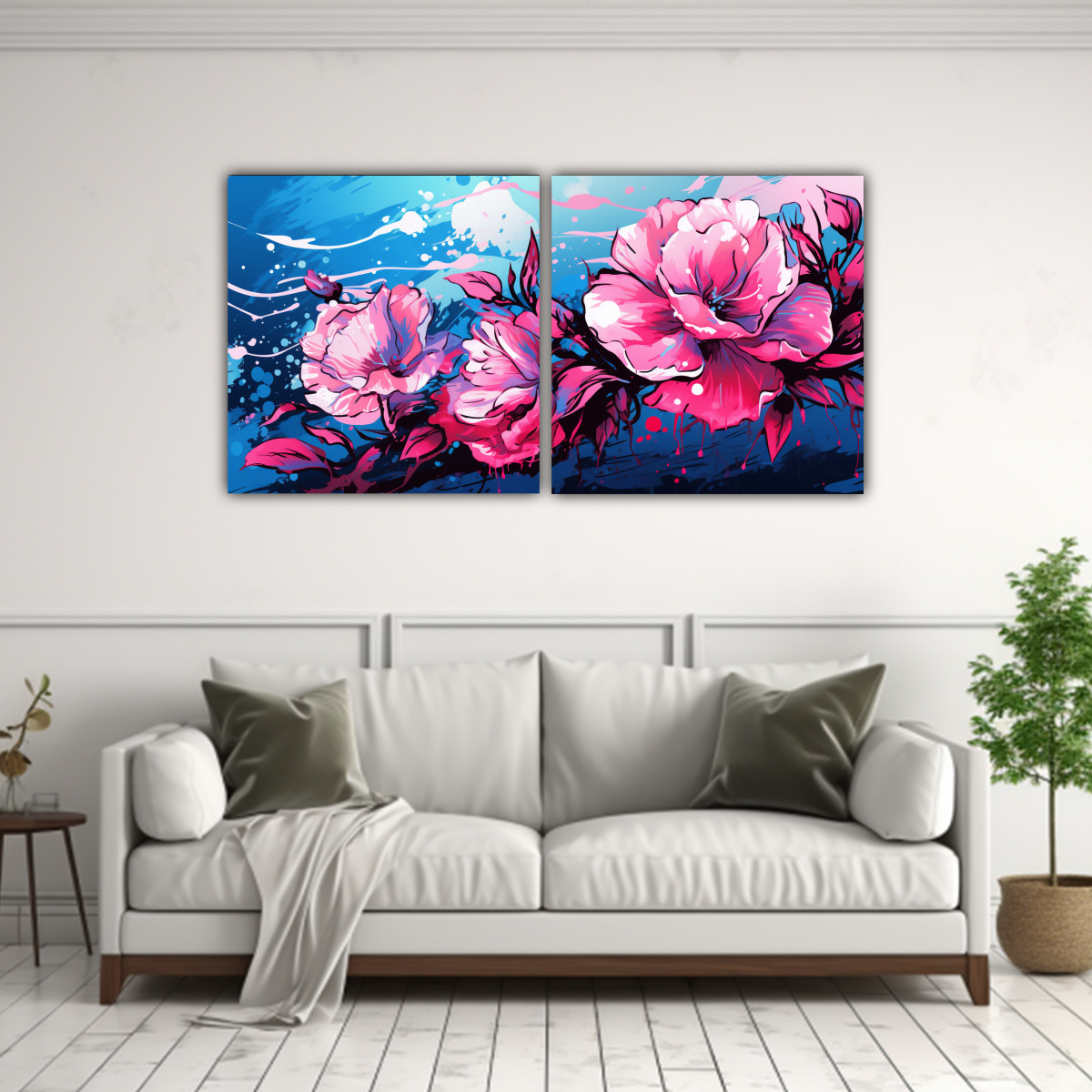 set-2-telas-en-bastidor-espectacular-urbano-en-tonos-rosa-y-azul-ambiente-neonoir-al-estilo-de-pinturas-decorativas-1