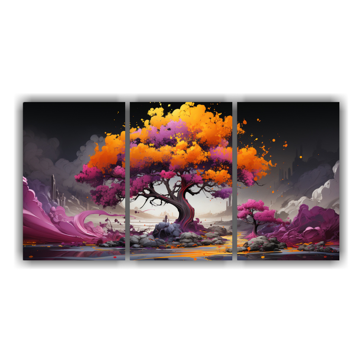 set-3-artes-de-pared-decoraci-n-grafico-rbol-amarillo-y-morado-neonoir-atmosph-