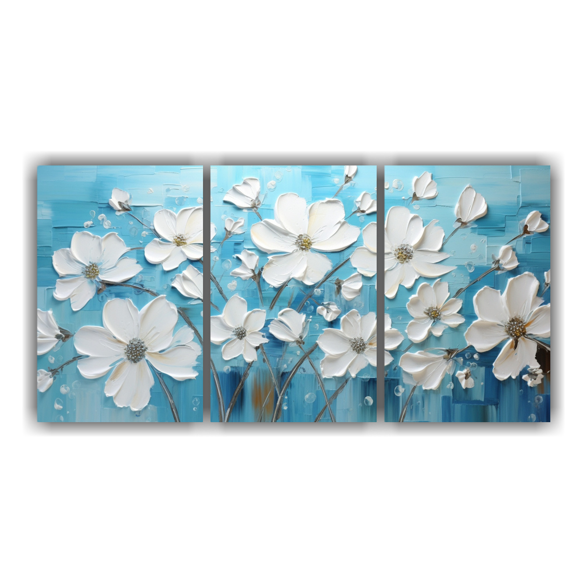set-3-lienzos-de-tela-cuadro-regalo-en-colores-blanco-y-turquesa-con-pintura-de-flores-en-lienzo-i