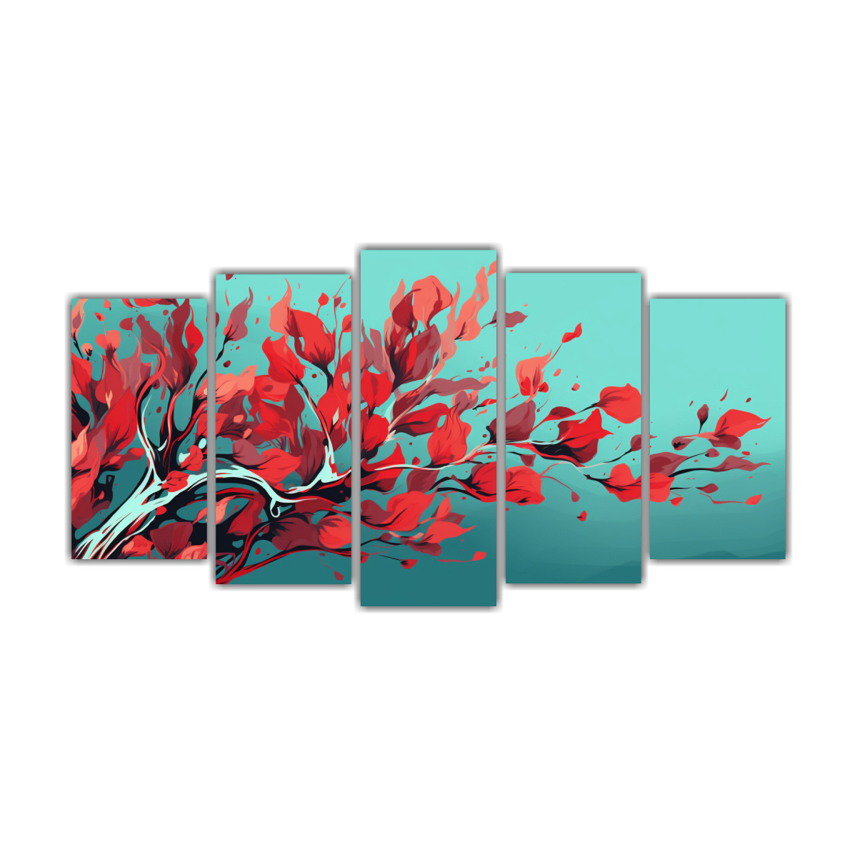 set-5-lienzos-de-tela-cuadro-est-tico-rbol-de-eucalyptus-en-colores-rojo-y-turquesa-neonoir-en