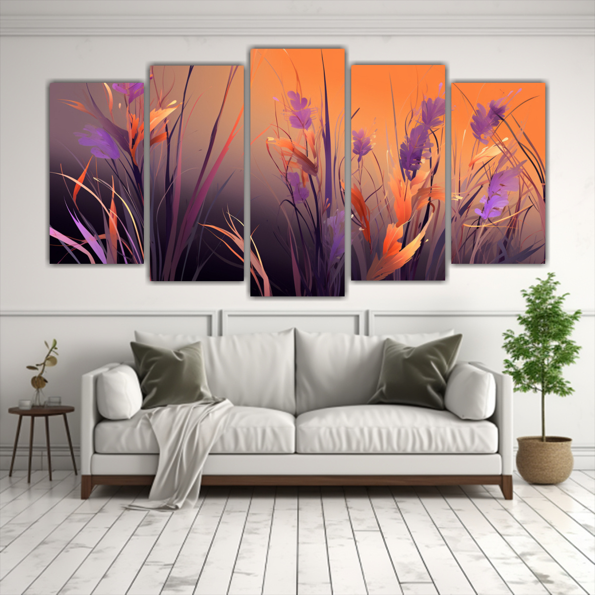 set-5-lienzos-tema-visual-a-hierbas-de-lemongrass-en-colores-p-rpura-y-naranja-neonoir-1