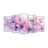 set-5-pinturas-luminosas-l-neas-finas-a-morado-y-rosado-flores-en-lienzo
