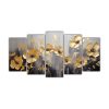 set-5-telas-en-bastidor-decorativo-para-cocina-a-gold-and-black-flowers-painting-on-canvas