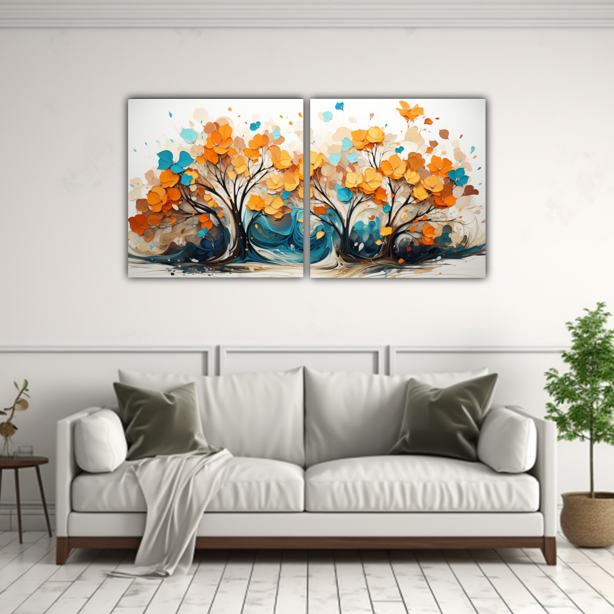 set-de-2-telas-en-bastidor-horizontal-de-rbol-cottonwood-en-colores-turquesa-y-naranja-neonoir-1