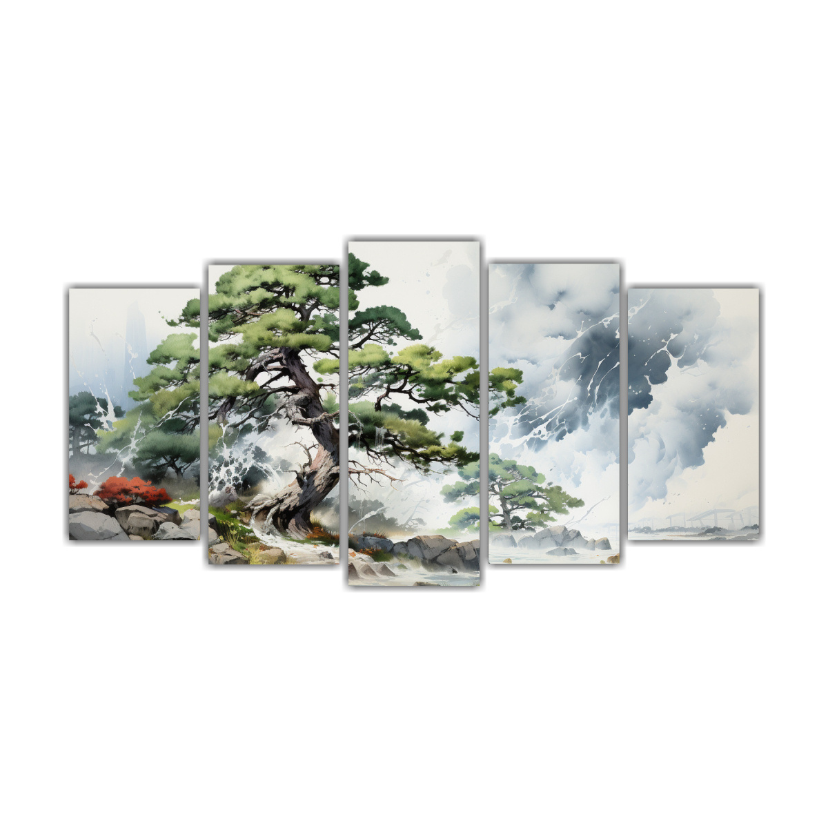 set-de-5-lienzos-fotograf-a-composici-n-din-mica-pintura-abstracta-de-un-pino-escoc-s-en-colores-blancos-y-acuarela