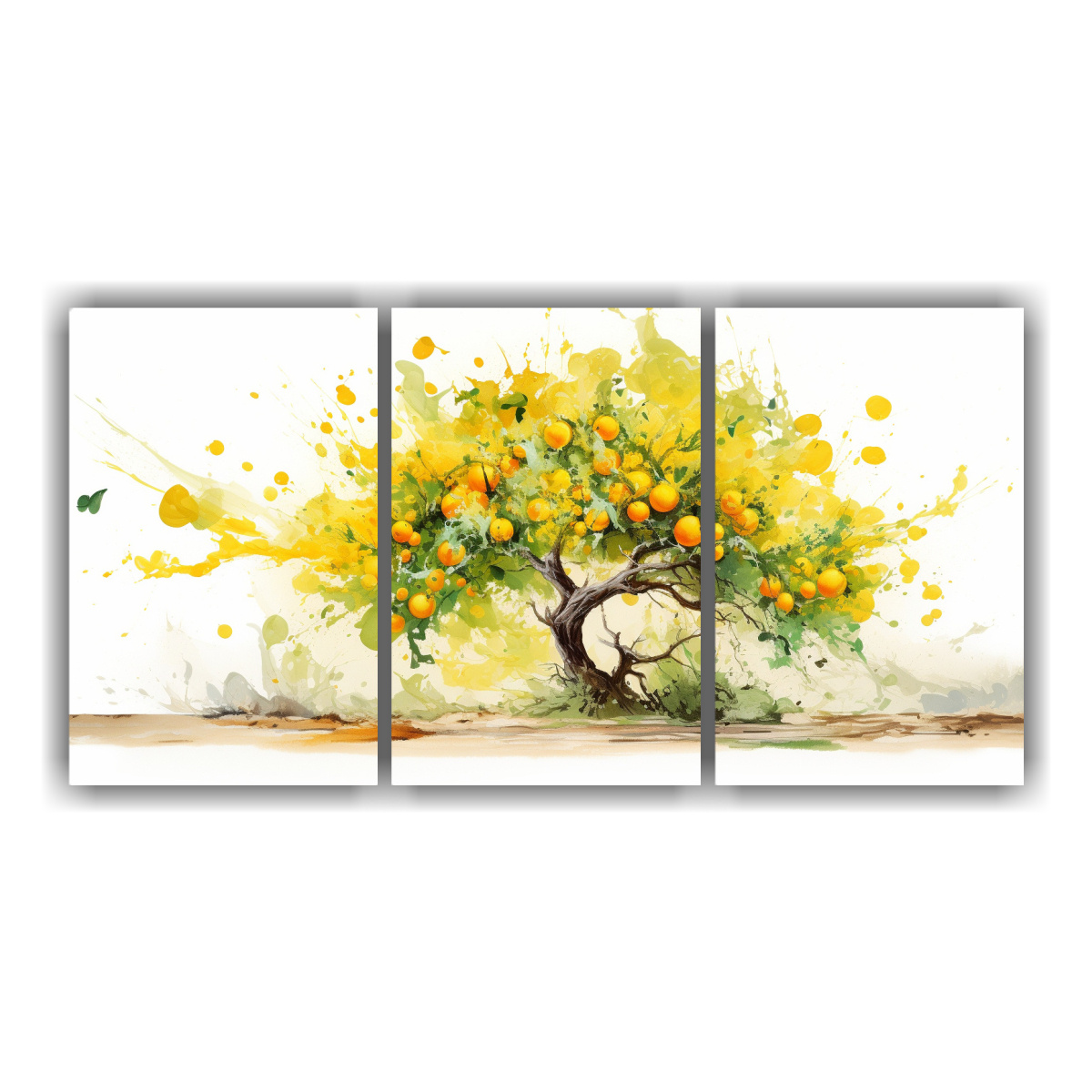 tr-ptico-de-inspiraci-n-simplicidad-pinturas-abstractas-rbol-de-granada-amarillo-y-verde