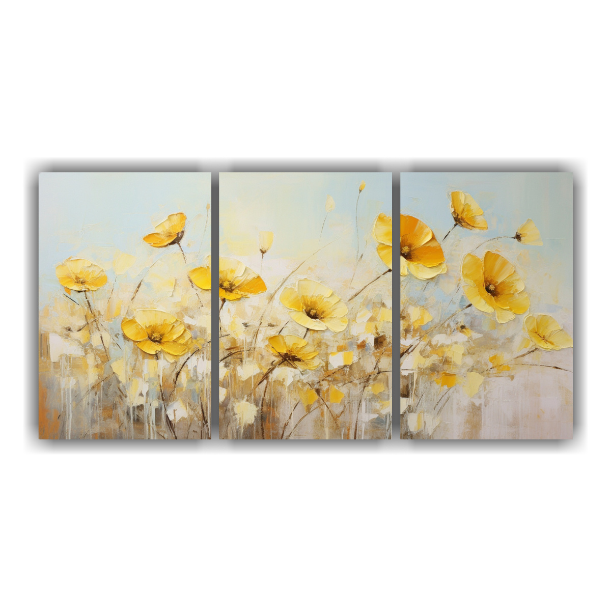 tr-ptico-intenso-surrealista-con-flores-amarillas-en-lienzo